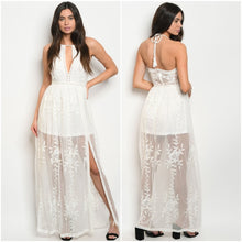 Load image into Gallery viewer, EYELET, EMBROIDERY LACE MAXI WHITE DRESS