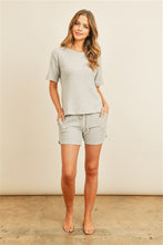 Load image into Gallery viewer, LIGHT GRAY TOP & SHORT SET
