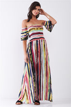 Load image into Gallery viewer, Smocked Top Striped Maxi Dress