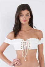 Load image into Gallery viewer, WHITE OFF SHOULDER BIKINI SET