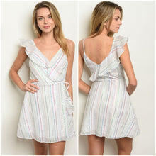 Load image into Gallery viewer, RAINBOW STRIPE WRAP DRESS