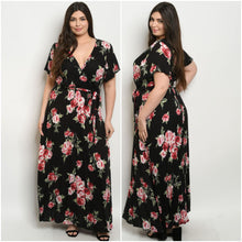 Load image into Gallery viewer, FLORAL BLACK MAXI DRESS