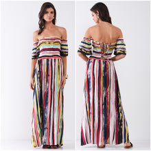Load image into Gallery viewer, Smocked Top Striped Maxi Dress