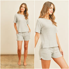 Load image into Gallery viewer, LIGHT GRAY TOP & SHORT SET