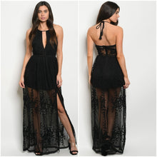 Load image into Gallery viewer, EYELET, EMBROIDERY LACE MAXI BLACK DRESS