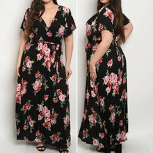 Load image into Gallery viewer, FLORAL BLACK MAXI DRESS