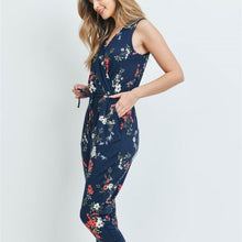 Load image into Gallery viewer, Navy Floral Jumpsuit