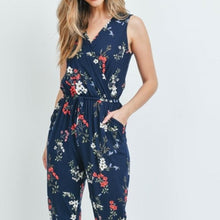 Load image into Gallery viewer, Navy Floral Jumpsuit