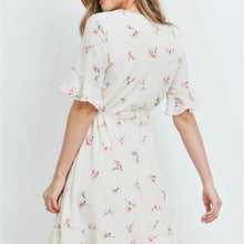 Load image into Gallery viewer, Peach Floral print wrap dress