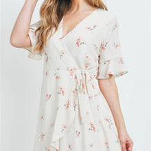 Load image into Gallery viewer, Peach Floral print wrap dress