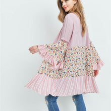 Load image into Gallery viewer, MAUVE IVORY FLORAL CARDIGAN