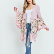 Load image into Gallery viewer, MAUVE IVORY FLORAL CARDIGAN