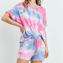 Load image into Gallery viewer, PINK BLUE TOP & SHORT SET