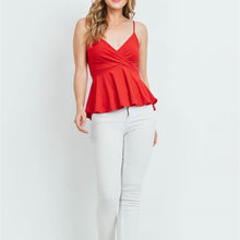 Load image into Gallery viewer, Red Strappy Peplum top