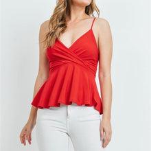 Load image into Gallery viewer, Red Strappy Peplum top