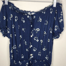 Load image into Gallery viewer, Off Shoulder Blue Floral Dress