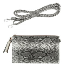 Load image into Gallery viewer, BLACK OR BROWN SNAKE SKIN CROSSBODY OR CLUTCH