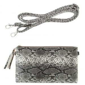 BLACK OR BROWN SNAKE SKIN CROSSBODY OR CLUTCH