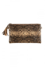 Load image into Gallery viewer, BLACK OR BROWN SNAKE SKIN CROSSBODY OR CLUTCH