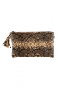 BLACK OR BROWN SNAKE SKIN CROSSBODY OR CLUTCH