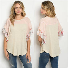 Load image into Gallery viewer, OATMEAL PINK WITH FLOWER TUNIC TOP