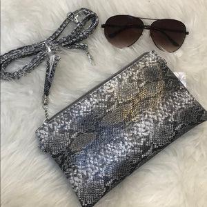 BLACK OR BROWN SNAKE SKIN CROSSBODY OR CLUTCH