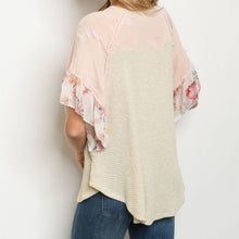 Load image into Gallery viewer, OATMEAL PINK WITH FLOWER TUNIC TOP