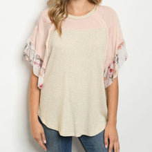 Load image into Gallery viewer, OATMEAL PINK WITH FLOWER TUNIC TOP