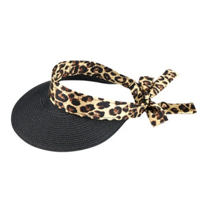 Leopard Straw Visor hat