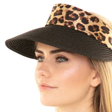 Load image into Gallery viewer, Leopard Straw Visor hat