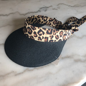 Leopard Straw Visor hat