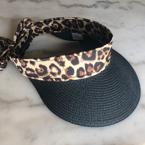 Leopard Straw Visor hat