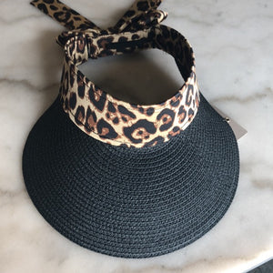 Leopard Straw Visor hat